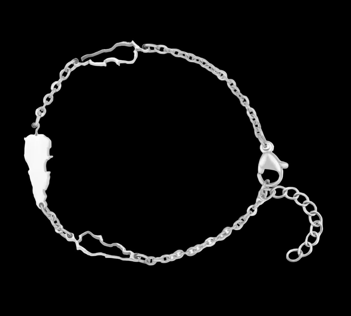 Lebanon Map Bracelet — Silver Stainless Steel