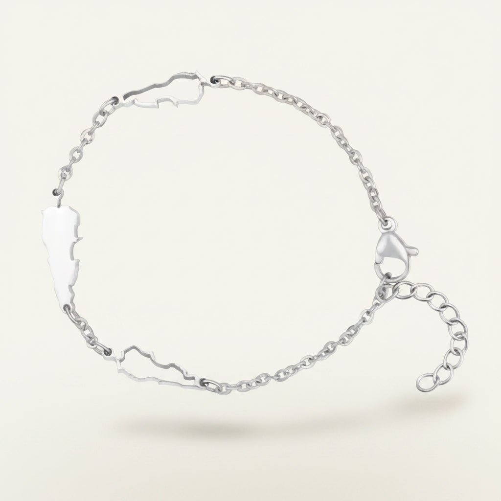 Lebanon Map Bracelet — Silver Stainless Steel