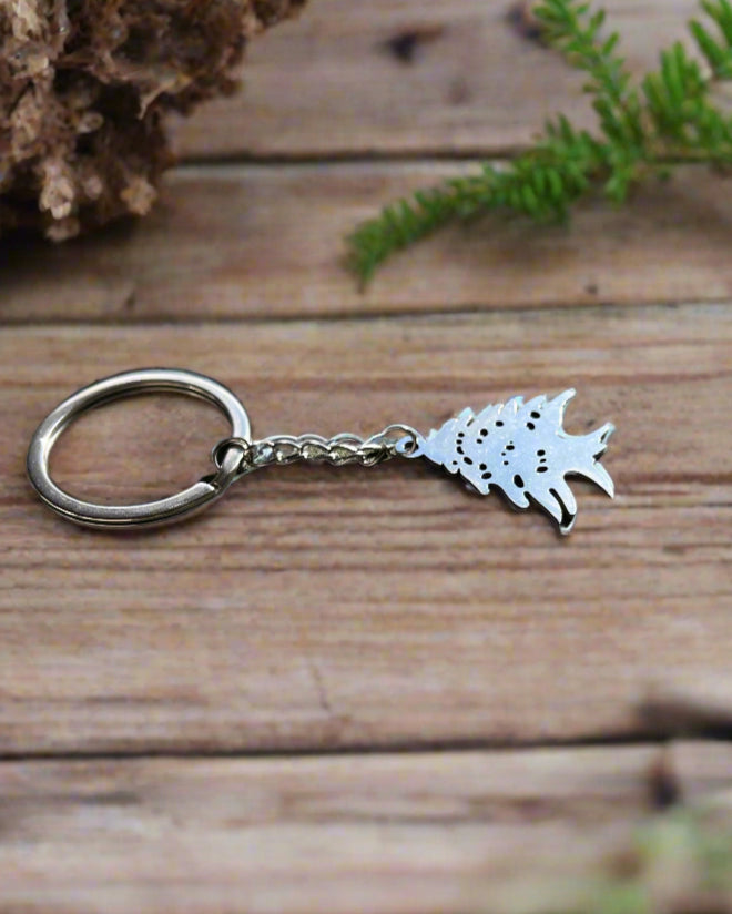 Lebanese Cedar Icon Stainless Steel Keychain