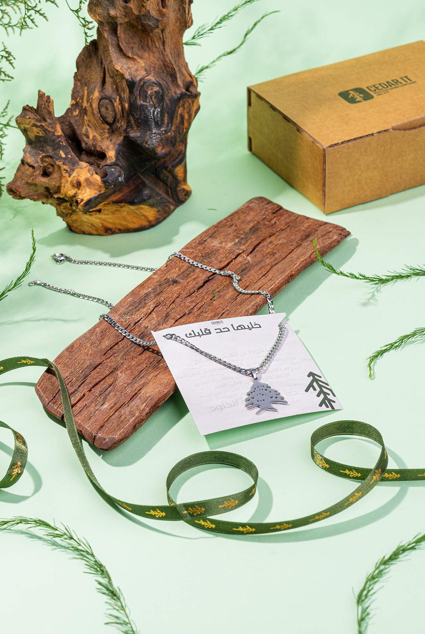 Stainless Steel Necklace - Cedar of Lebanon | Elegant Lebanese Jewelry